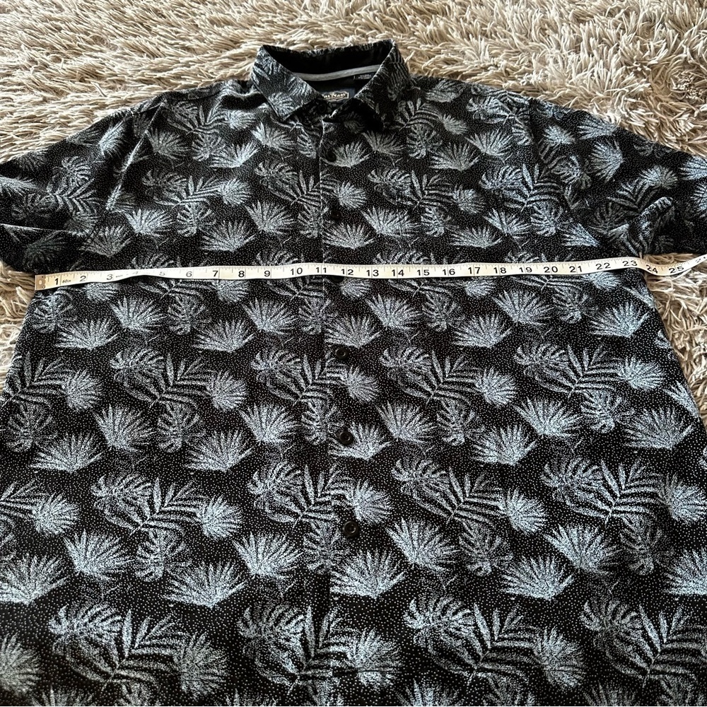 Nat Nast Silk Blend Short Sleeve Palm Button Up Navy Blue Shirt Size L - Picture 9 of 11